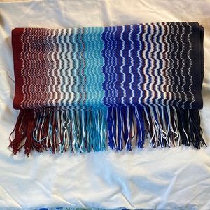Missoni scarf- brand new. Navy blue, turquoise, white, maroon.